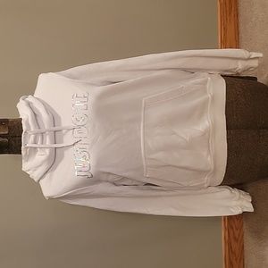 Nike white hoodie with reflective writing
